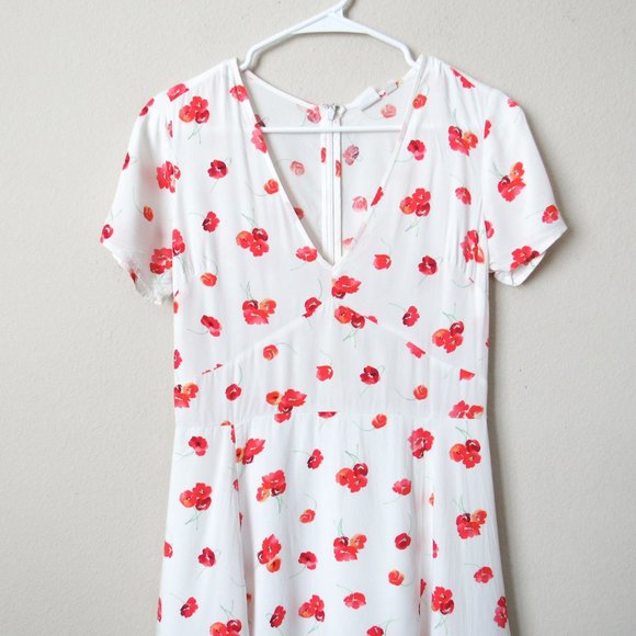GAP Dainty Floral Print Mini Dress White/Red Size 4 - Picture 2 of 7